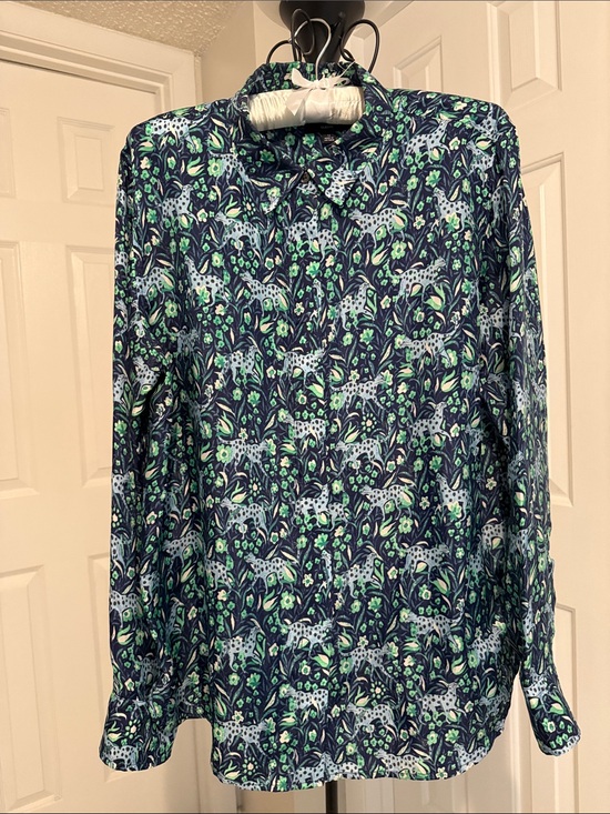 J. Crew Tops - J. Crew Classic Leopard & Floral Print Button-Up Blouse Size 12